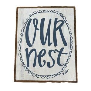 Rustic“Our Nest” Wooden Wall Sign Farmhouse Cottage Distressed Framed Home Decor